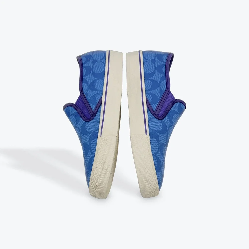 Coach Men's‎ Signature C Monogram Slip On Canvas Sneakers Blue Purple Size 7D - Picture 2 of 8